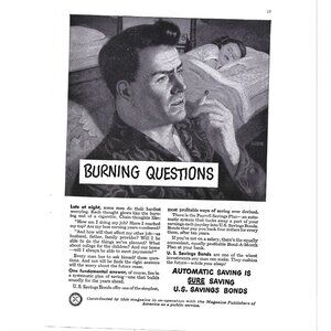 US Saving Bonds Late at Night 1950s Vintage Print Ad 9 inch Tall